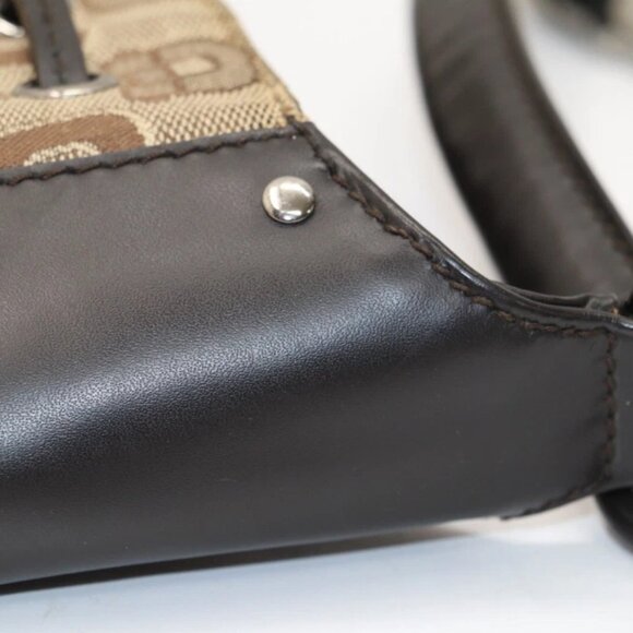 Gucci Horsebit Drawstring Hobo Canvas Leather Trim - Brown - Picture 9 of 16